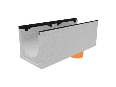 Лоток водоотводный бетонный коробчатый (СО-300мм), с чугунной насадкой, с водосливом КUв 100.39,9 (30).37(30) - BGZ-S, № -5-0