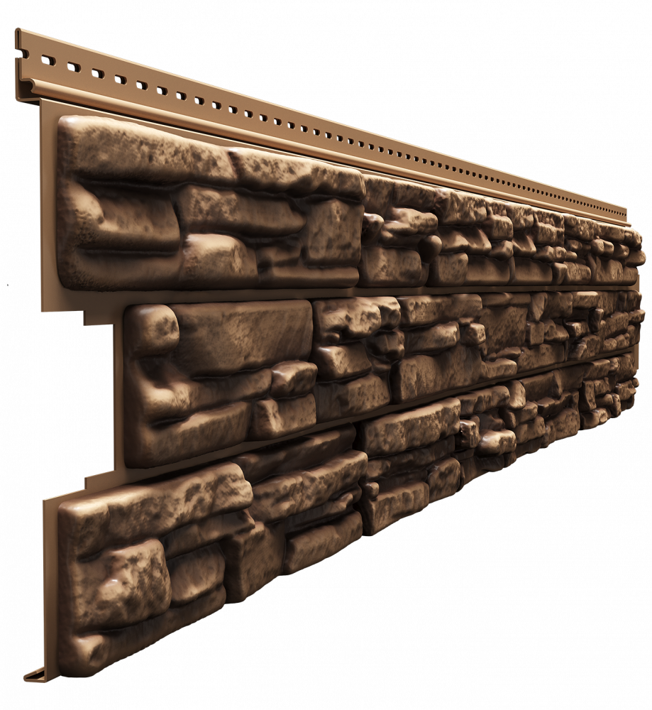 Сайдинг LUX под камень, Rocky, кедровый орех напрямую со склада завода в Екатеринбурге. Гарантируем низкую цену! Сайдинг LUX под камень, Rocky, кедровый орех