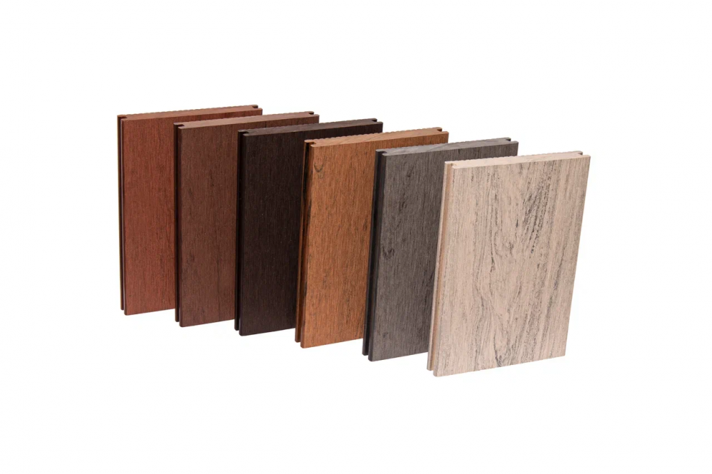 Террасная доска двухсторонняя (20*140*2900 мм) ВЕЛЬВЕТ+3D, коллекция DENPASAR, ДПК, цвет: чёрный, тёмно-коричневый, светло-коричневый Террасная доска двухсторонняя (20*140*2900 мм) ВЕЛЬВЕТ+3D, коллекция DENPASAR, ДПК, цвет: чёрный, тёмно-коричневый, светло-коричневый