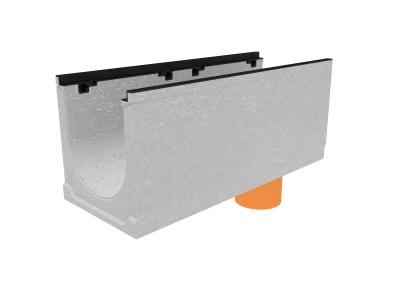 Лоток водоотводный бетонный коробчатый (СО-300мм), с чугунной насадкой, с водосливом КUв 100.39,9 (30).42(35) - BGZ-S, № 5-0