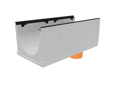 Лоток водоотводный бетонный коробчатый (СО-400мм), с чугунной насадкой, с водосливомКUв 100.49,9 (40).39,5(32,5) - BGZ-S, 0