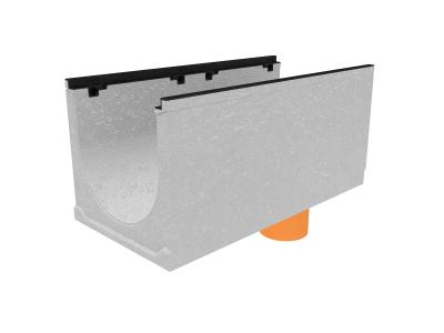 Лоток водоотводный бетонный коробчатый (СО-400мм), с чугунной насадкой, с водосливом КUв 100.49,9 (40).47(40) - BGZ-S, № 15-0