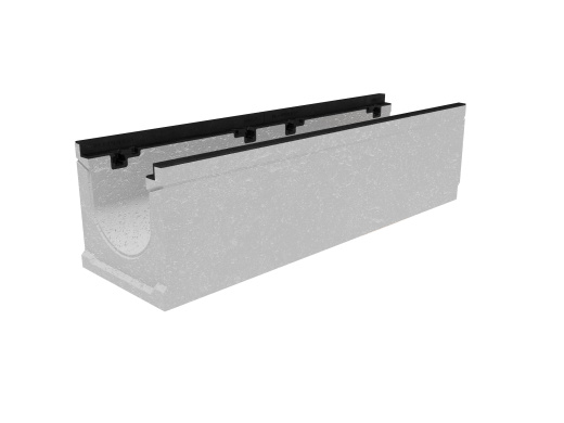 Лоток водоотводный бетонный коробчатый (СО-200мм), с чугунной насадкой, с уклоном 0,5% КUу 100.29,8 (20).26(19) - BGZ-S, № -8