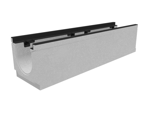 Лоток водоотводный бетонный коробчатый (СО-150мм), с чугунной насадкой КU 100.24,8 (15).24(17,5)-BGZ-S, № 0