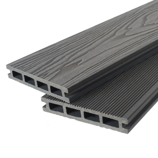 Террасная доска 3Dmicro TalverWood 150*25 СЕРЫЙ брашированная двусторонняя (текстура-вельвет)