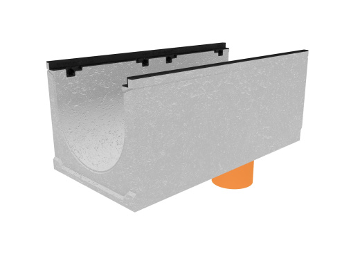 Лоток водоотводный бетонный коробчатый (СО-400мм), с чугунной насадкой, с водосливом КUв 100.49,9 (40).42(35) - BGZ-S, № 5-0