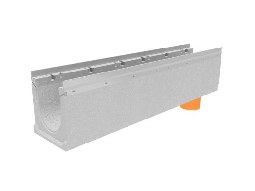 Лоток водоотводный бетонный коробчатый (СО-150мм), с оцинкованной насадкой, с водосливом КUв 100.21,3 (15).24(20)-BGU-Z, № 5-0