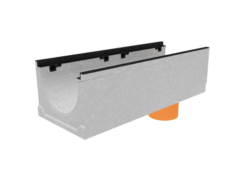 Лоток водоотводный бетонный коробчатый (СО-300мм), с чугунной насадкой, с водосливом КUв 100.39,9 (30).29,5(22,5) - BGZ-S, № -20-0