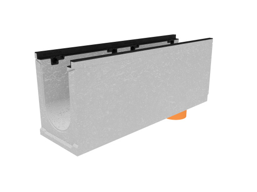 Лоток водоотводный бетонный коробчатый (СО-200мм), с чугунной насадкой, с водосливом КUв 100.29,8 (20).39,5(32,5) - BGZ-S, № 20-0