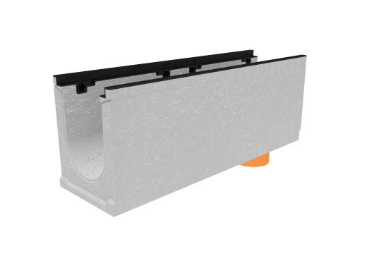 Лоток водоотводный бетонный коробчатый (СО-200мм), с чугунной насадкой, с водосливом КUв 100.29,8 (20).37(30) - BGZ-S, № 15-0