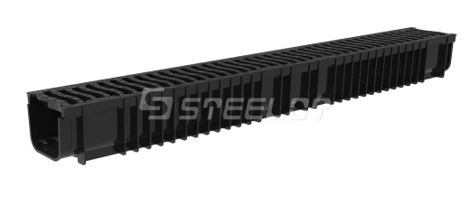Лоток водоотводный пластиковый SteePlain dn100 h 100 с решеткой напрямую со склада завода в Екатеринбурге. Гарантируем низкую цену! Лоток водоотводный пластиковый SteePlain dn100 h 100 с решеткой